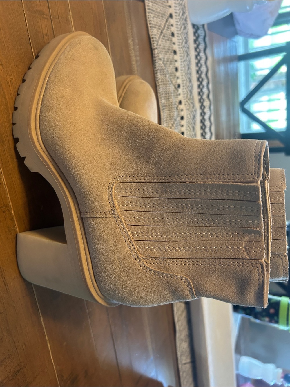 Dolce Vita Taupe Suede Block Heel Chelsea Booties